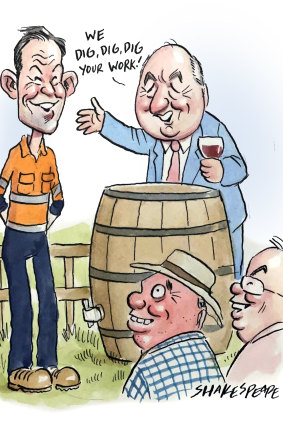 Drinks and nibbles: Matt Canavan, Alan Jones, Barnaby Joyce and Graham Richardson.