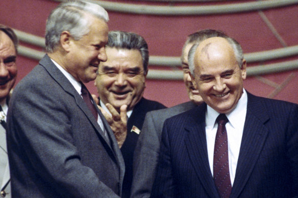 Mikhail Gorbachev with Boris Yeltsin, who took over control of Russia after the Soviet Union collapsed.