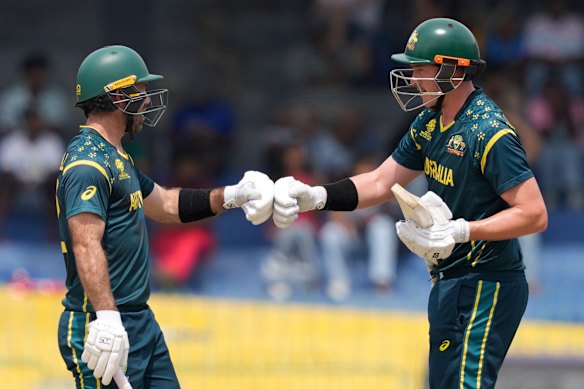 Australia’s Glenn Maxwell, left, and Matthew Renshaw at the crease.