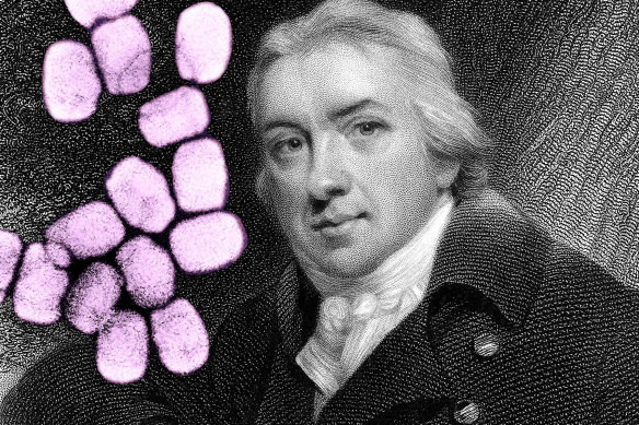 Edward Jenner who discovered vaccination against smallpox (seen here in colour).