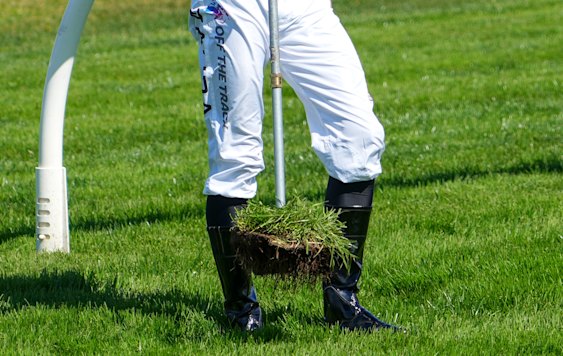 A clod of dirt lifted from the Caulfield track before race one.