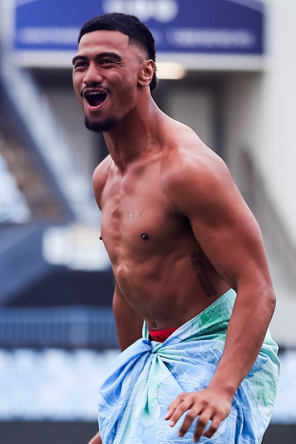 Ronaldo Mulitalo celebrated his Samoan heritage at Cronulla’s cultural night at PointsBet Stadium
