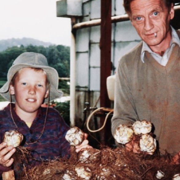 Young Joost, aged 9, with his father, Joop.