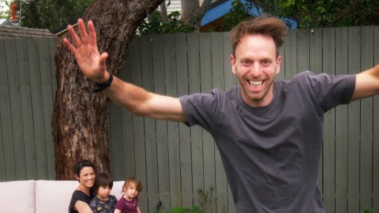 Hugh van Cuylenburg with wife Penny, four-year-old Benji and one-year-old Elsie.