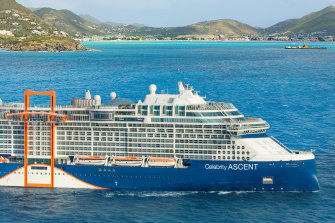 Celebrity Ascent with the signature Celebrity Edge Magic Carpet.