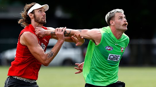 Tom Hickey, left, and Peter Ladhams, who is suspended for the grand final.