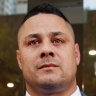 Jarryd Hayne outside the NSW District Court last year.