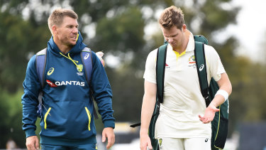 Steve Smith was given throw-downs by David Warner in an impromptu net session.