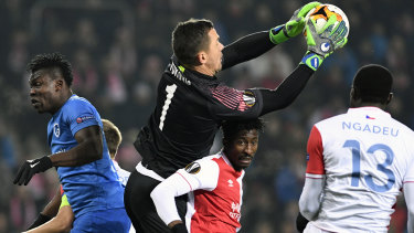 He's a keeper: Danny Vukovic in action for Genk this season.