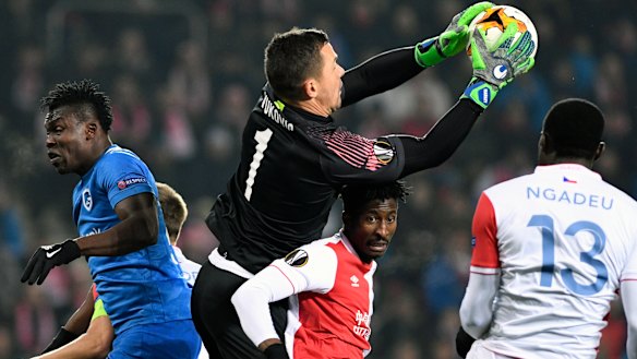 He's a keeper: Danny Vukovic in action for Genk this season.