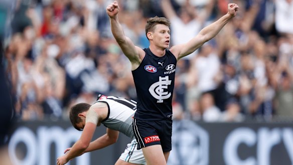 The agony and the ecstasy: A relieved Sam Walsh after the siren.