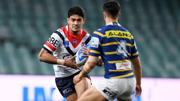 Asu Kepaoa playing for the Roosters under 20s.