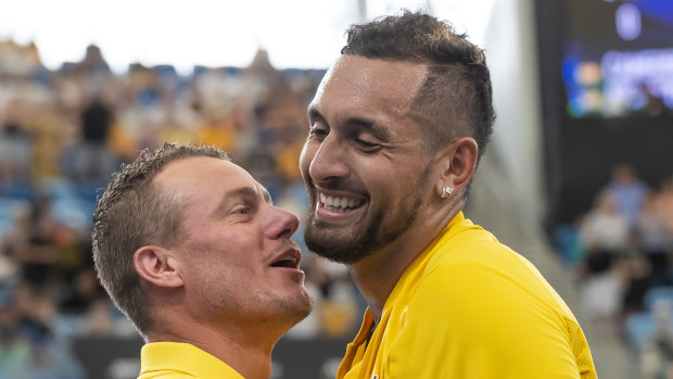 Lleyton Hewitt and Nick Kyrgios are back in each other's good books.