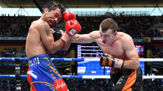 Jeff Horn goes toe-to-toe with boxing legend Manny Pacquiao.