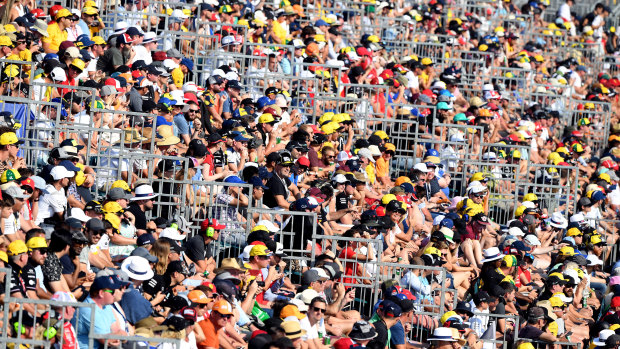 Fans watching the Grand Prix on the weekend.