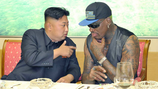 Kim Jong-un and Dennis Rodman in a photo circulated in 2013, 