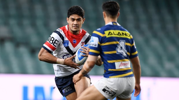 Asu Kepaoa playing for the Roosters under 20s.