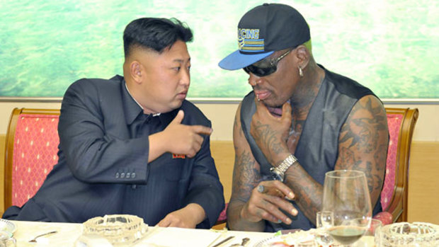 Kim Jong-un and Dennis Rodman in a photo circulated in 2013, 