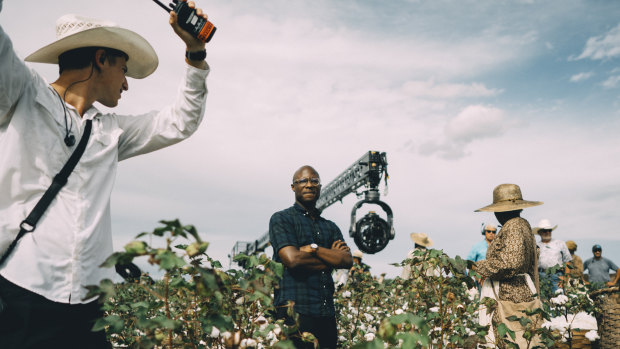 Barry Jenkins, centre, on the set of The Underground Railroad.