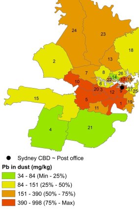 Older properties in Sydney's inner-west have much higher levels of lead than outer suburban areas.