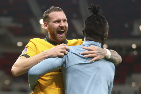 Australia’s Martin Boyle celebrates after a goal.