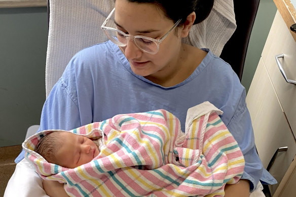 Spanish-born Judit Gallego with her daughter Ona Rose at Frankston Hospital earlier this year.