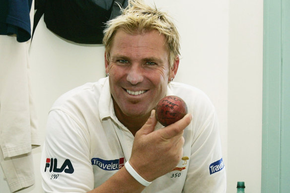 The king of spin Shane Warne after taking his 600th Test wicket. 