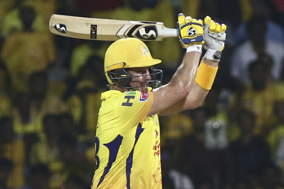 Shane Watson playing in the IPL during 2019.