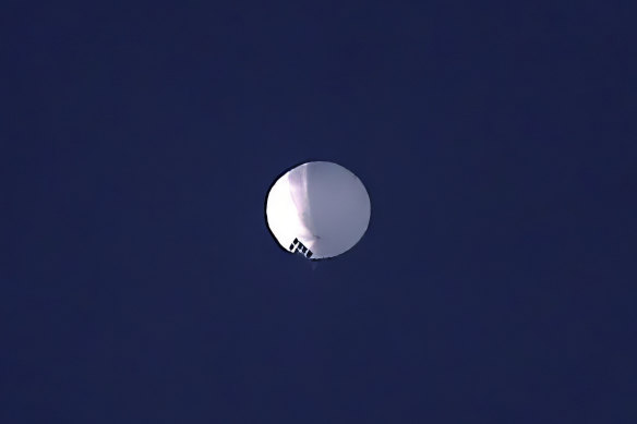The high-altitude balloon floats over Billings, Montana on February 1.