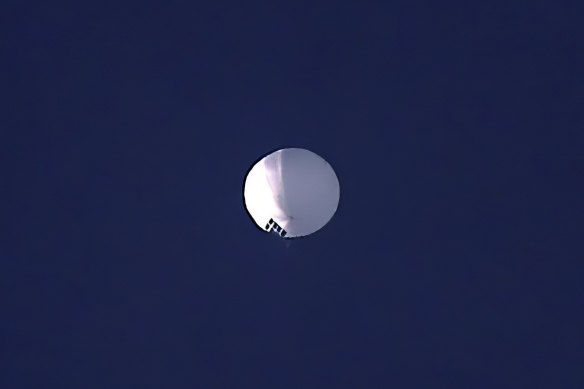 The high-altitude balloon floats over Billings, Montana.