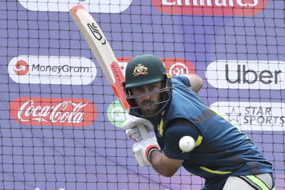 Glenn Maxwell in the nets at the 2019 World Cup.
