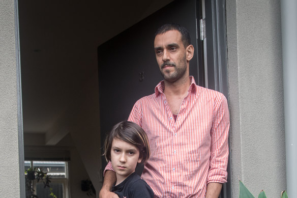Miguel Bernardo, with his son Edward, is facing eviction after losing his job as a chef when the industry shut down due to coronavirus.