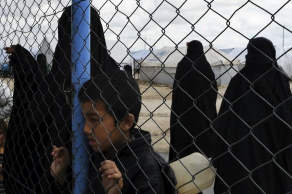 Foreign IS wives and children in the foreign section of al-Hawl camp, Syria, in April 2019.