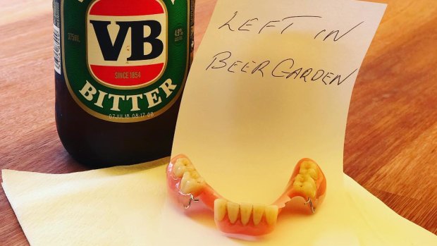 Dentures left behind in a Bundaberg pub, which were found by a cleaner.
