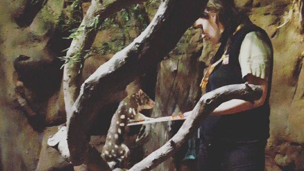 Ms Malik with Inala the spotted-tail quoll at Wildlife Sydney Zoo in 2016.
