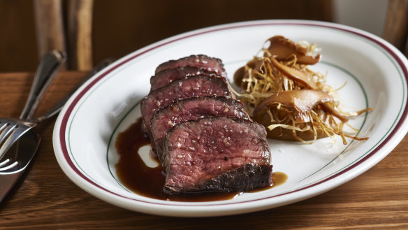 Rump cap with pine mushrooms.