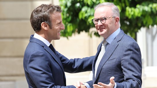 President Emmanuel Macron meets Prime Minister Anthony Albanese in Paris.