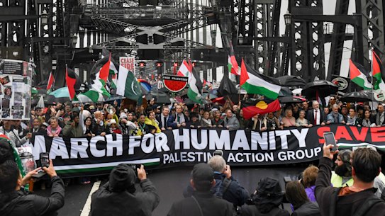 At least 90,000 people attended Sydney’s pro-Palestine march on Sunday.