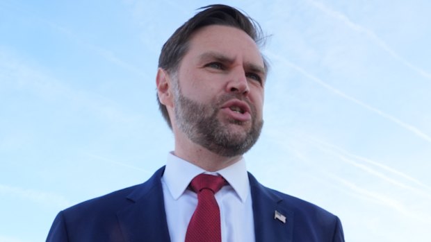 Vice President JD Vance speaks to the press before boarding Air Force Two on Friday.
