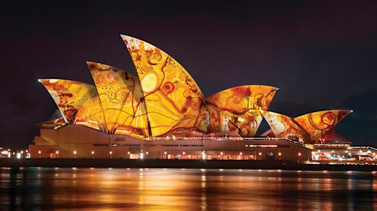 As it will appear: Life Enlivened on the Sydney Opera House sails.