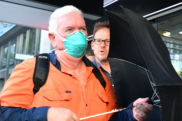 Ian Seeley, the stepson of main suspect Raymond Peter Mulvihill, leaving the coroner’s court in 2021.