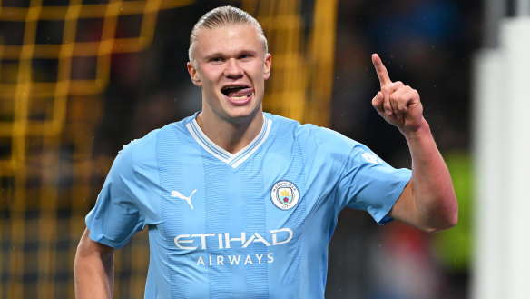 Erling Haaland broke his Champions League scoring drought in style with a second-half double for City.