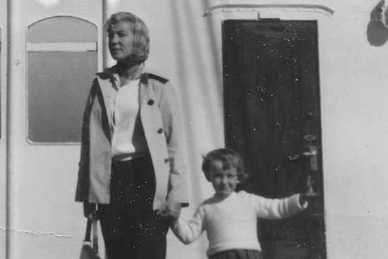 Sheryle Bagwell, as a child, and her mother on a cruise from Sydney to Melbourne.