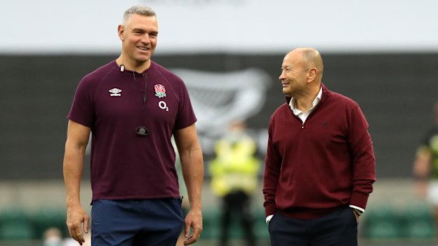 Jason Ryles and Eddie Jones during their time together with the English rugby union team.