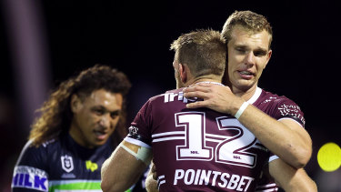Manly will be without Tom Trbojevic for four weeks after he had surgery for a knee injury.