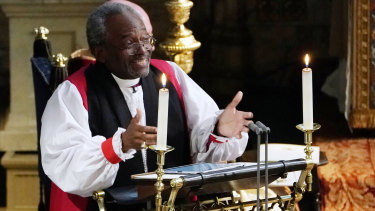 Bishop Michael Curry giving his much-discussed sermon.