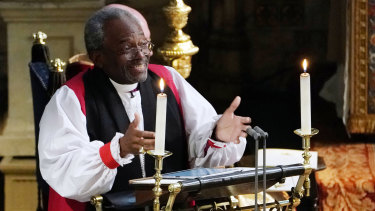 Bishop Michael Curry giving his much-discussed sermon.