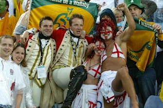 Australian and English fans at the 2003 Rugby World Cup final.