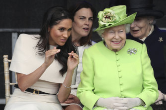 Meghan, the Duchess of Sussex, with the Queen in 2018.