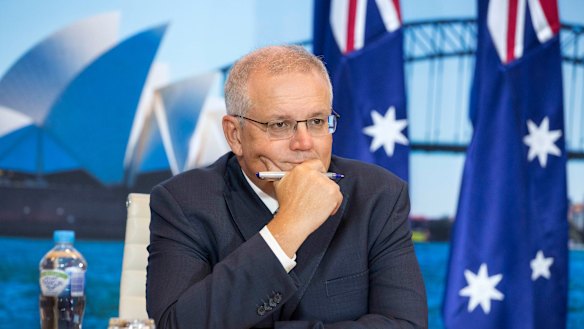 Prime Minister Scott Morrison at the start of the White House climate summit.